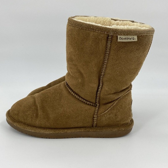 Bearpaw Boots Womens Size 9 Suede Wool‎ Brown Emma Short Slip On - Picture 1 of 10